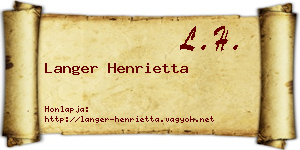 Langer Henrietta névjegykártya
